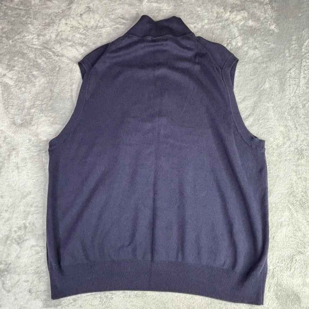 Polo Ralph Lauren Sweater Vest Men XL Navy Blue Pima Cotton Quarter Zip PonyLogo
